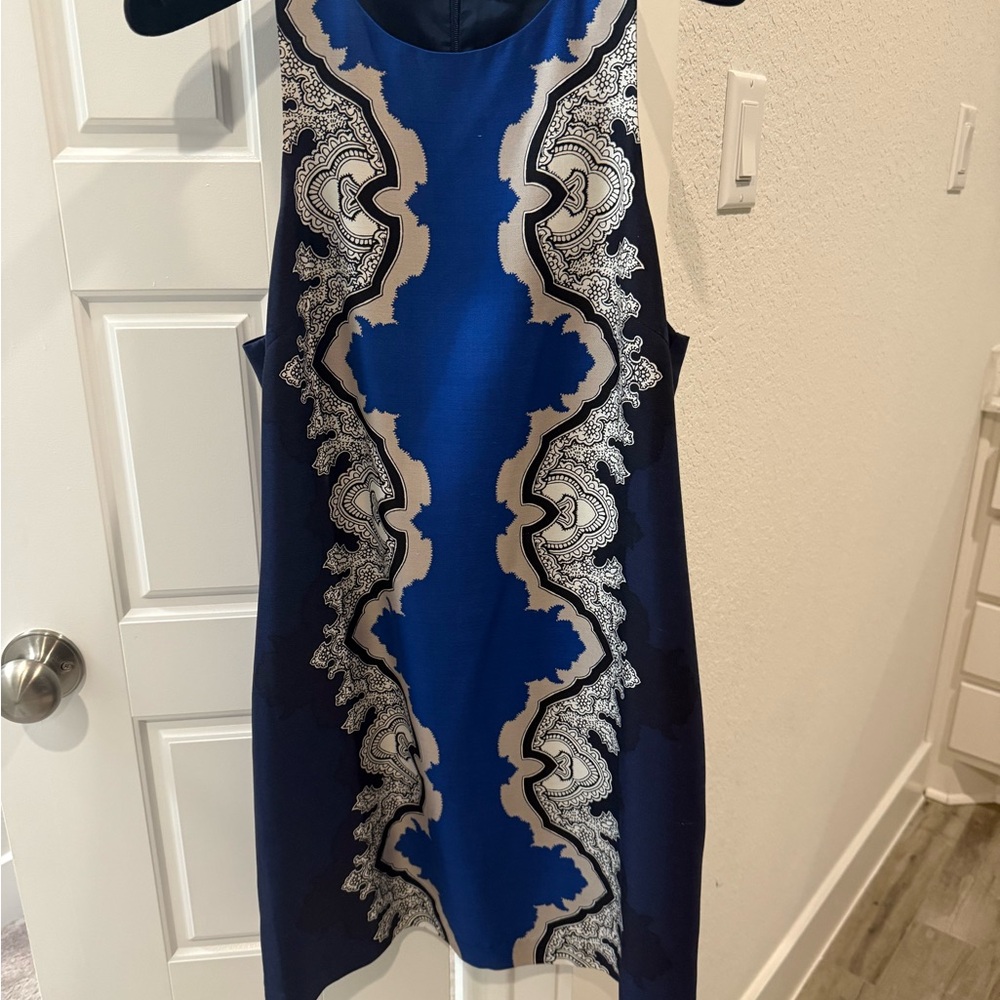 Tibi Navy and Blue Silk Dress